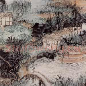 1962年 陆俨少《杜甫诗意图百开册》国画山水作品图片鉴赏
