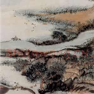 1962年 陆俨少《杜甫诗意图百开册》国画山水作品图片鉴赏