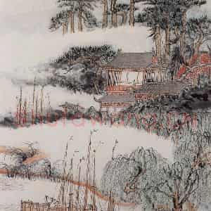 1962年 陆俨少《杜甫诗意图百开册》国画山水作品图片鉴赏