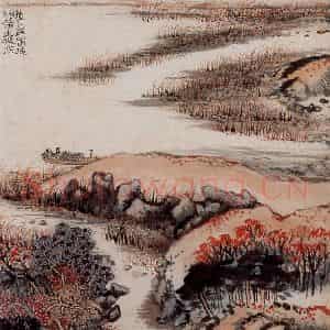 1962年 陆俨少《杜甫诗意图百开册》国画山水作品图片鉴赏