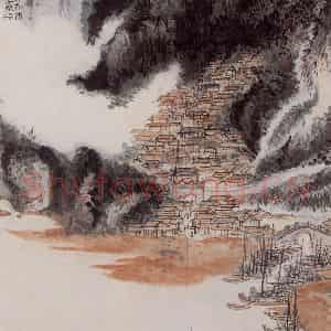 1962年 陆俨少《杜甫诗意图百开册》国画山水作品图片鉴赏