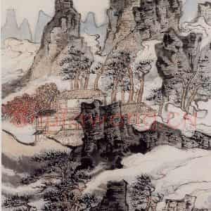 1962年 陆俨少《杜甫诗意图百开册》国画山水作品图片鉴赏