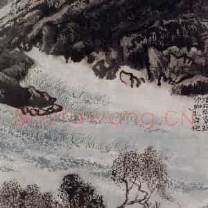 1962年 陆俨少《杜甫诗意图百开册》国画山水作品图片鉴赏