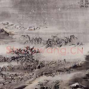 1962年 陆俨少《杜甫诗意图百开册》国画山水作品图片鉴赏