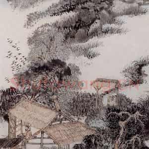 1962年 陆俨少《杜甫诗意图百开册》国画山水作品图片鉴赏