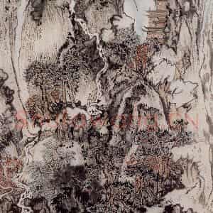 1962年 陆俨少《杜甫诗意图百开册》国画山水作品图片鉴赏