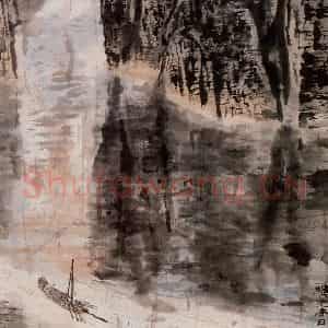1962年 陆俨少《杜甫诗意图百开册》国画山水作品图片鉴赏