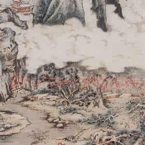 1942年 陆俨少《瑞雪启春图》国画山水作品图片鉴赏