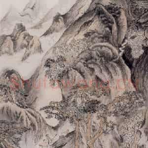 1944年 陆俨少《松溪载鹤图》国画综合作品图片鉴赏