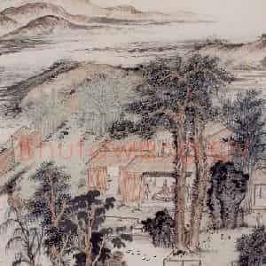 1947年 陆俨少《幽居图》国画山水作品图片鉴赏