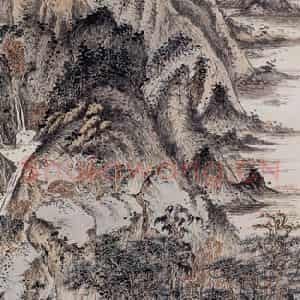 1948年 陆俨少《溪山小隐图》国画山水作品图片鉴赏