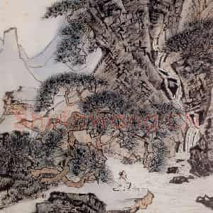 约20世纪50年代 陆俨少《松阴听泉图》国画山水作品图片鉴赏