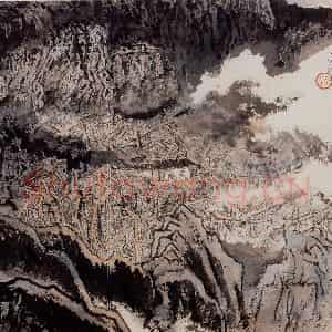 1962年 陆俨少《重山叠翠》国画山水作品图片鉴赏