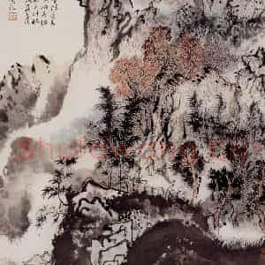 1962年 陆俨少《超山耸秀》国画山水作品图片鉴赏