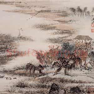 20世纪60年代 陆俨少《璇闺四序图咏 桂枝香·秋》国画山水作品图片鉴赏