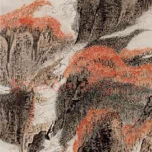 1963年 陆俨少《剑门秋色》国画山水作品图片鉴赏