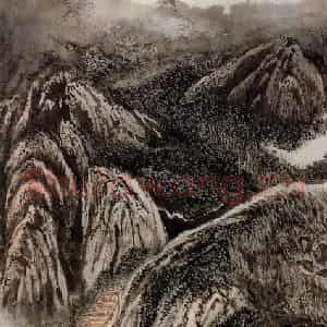1963年 陆俨少《峨眉山月》国画山水作品图片鉴赏