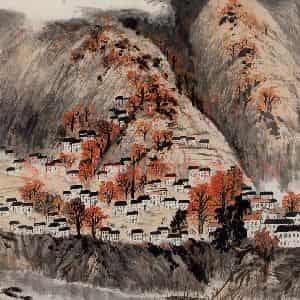 约20世纪60年代 陆俨少《秋色烂漫》国画综合作品图片鉴赏