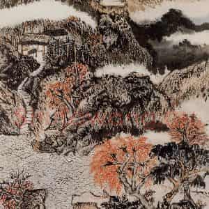 1964年 陆俨少《仿王蒙山水》国画山水作品图片鉴赏