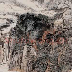 1965年 陆俨少《万川汇海》国画山水作品图片鉴赏