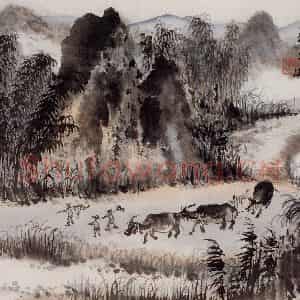 1965年 陆俨少《河山小景册》国画山水作品图片鉴赏
