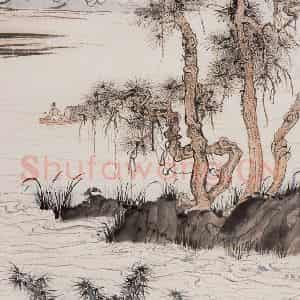 20世纪60年代 陆俨少《杜甫诗意图百开册》国画山水作品图片鉴赏