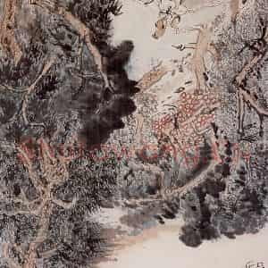 20世纪60年代 陆俨少《杜甫诗意图百开册》国画山水作品图片鉴赏