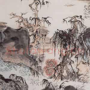 20世纪60年代 陆俨少《杜甫诗意图百开册》国画山水作品图片鉴赏