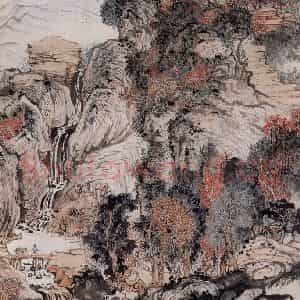 约20世纪60年代 陆俨少《秋山行旅》国画山水作品图片鉴赏
