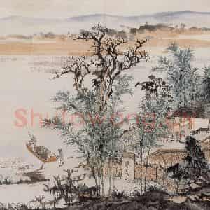 1966年 陆俨少《杜甫诗意册》国画山水作品图片鉴赏