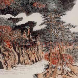 1966年 陆俨少《杜甫诗意册》国画山水作品图片鉴赏