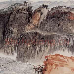 1966年 陆俨少《杜甫诗意册》国画山水作品图片鉴赏