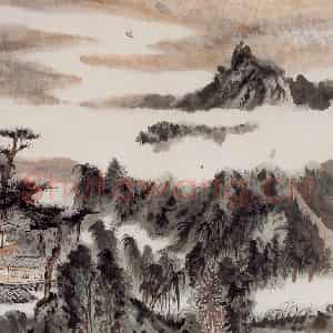 1966年 陆俨少《杜甫诗意册》国画山水作品图片鉴赏