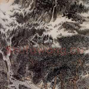 1974年 陆俨少《万壑松风》国画山水作品图片鉴赏