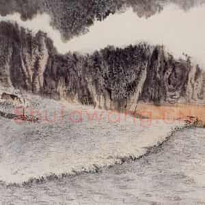 1966年 陆俨少《杜甫诗意册》国画山水作品图片鉴赏