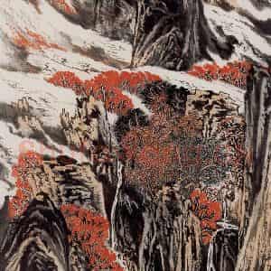1975年 陆俨少《千崖秋色》国画山水作品图片鉴赏