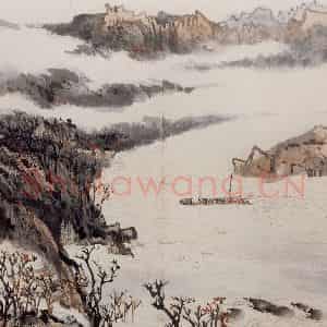 1966年 陆俨少《杜甫诗意册》国画山水作品图片鉴赏