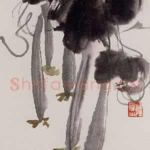 约20世纪70年代 陆俨少《丝瓜》国画花鸟作品图片鉴赏