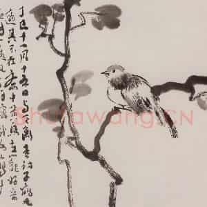 1977年 陆俨少《黄鸟好音》国画花鸟作品图片鉴赏