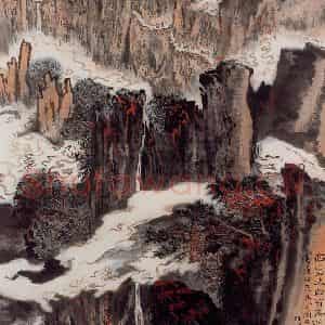 约20世纪70年代 陆俨少《李白诗意图》国画山水作品图片鉴赏