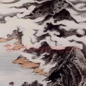 约20世纪70年代 陆俨少《水库风光》国画山水作品图片鉴赏