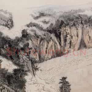 1966年 陆俨少《杜甫诗意册》国画山水作品图片鉴赏