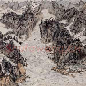 1966年 陆俨少《杜甫诗意册》国画山水作品图片鉴赏