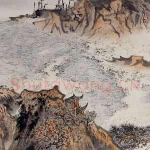 1966年 陆俨少《杜甫诗意册》国画山水作品图片鉴赏