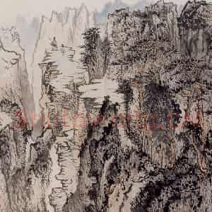 1966年 陆俨少《杜甫诗意册》国画山水作品图片鉴赏