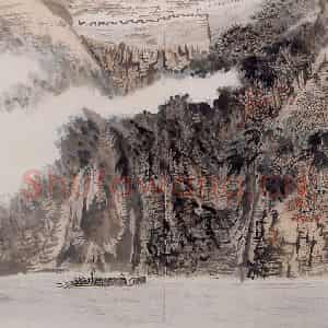 1966年 陆俨少《杜甫诗意册》国画山水作品图片鉴赏