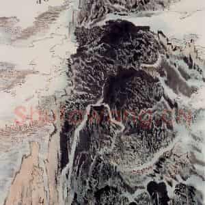 1983年 陆俨少《遥看香炉峰》国画山水作品图片鉴赏