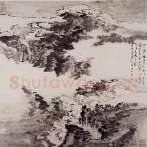 1983年 陆俨少《风起云涌图》国画山水作品图片鉴赏