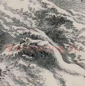 1984年 陆俨少《江涛万古峡》国画山水作品图片鉴赏