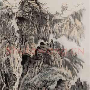 1987年 陆俨少《丘壑名泉》国画山水作品图片鉴赏